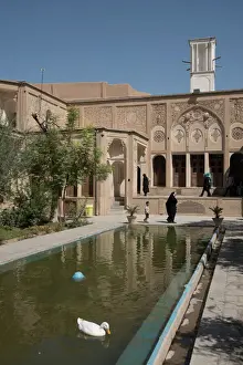 Child Prints: Courtyard of 19th century mansion called Khan-e Boroujerdi, Kashan, Iran, Middle East