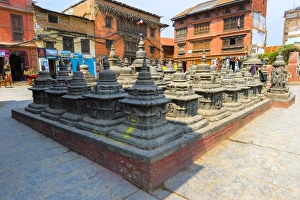 Courtyard with chorten, Swayambunath (Monkey Temple), UNESCO World Heritage Site