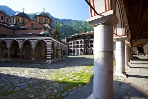 Bulgarian Prints: Courtyard and Church of the Nativity, Rila Monastery, UNESCO World Heritage Site