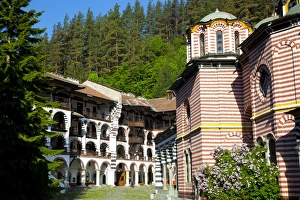 Bulgarian Prints: Courtyard, dormitories and Church of the Nativity