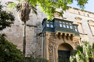 Valletta Prints: Courtyard with Maltese balcony and trees