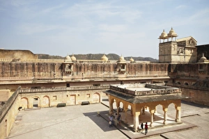 Mughal Prints: Courtyard of Palace of Man Singh I, Amber Fort, Jaipur, Rajasthan, India, Asia