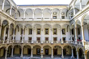 Courtyards Prints: Courtyard of the Palazzo dei Normanni (Palace of the Normans) (Royal Palace), Palermo