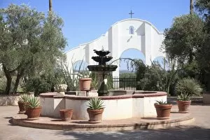 Images Dated 2nd September 2007: Courtyard, San Xavier del Bac Mission, Tucson, Arizona, United States of America