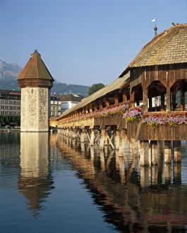 (Covered Wooden Bridge) Over the River Reuss