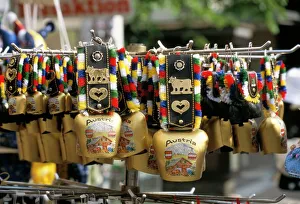 Stall Prints: Cowbells are a traditional Austrian souvenir, Austria, Europe