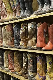 Closeup Gallery: Cowboy boots lining the shelves, Austin, Texas, United States of America, North America