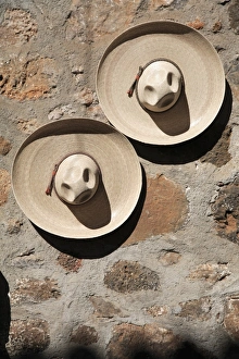 Directly Above Prints: Cowboy Hats, Patzcuaro, Michoacan State, Mexico, North America
