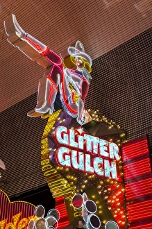 Cowgirl Glitter Gulch neon sign, Fremont Experience, Las Vegas, Nevada, United States of America