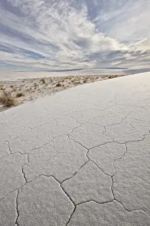 Textured Prints: Cracked dunes with clouds, White Sands National Monument