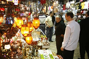 Kapali Carsi Prints: Craft and lanterns shop in the Grand Bazaar, Istanbul, Turkey, Europe
