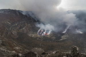 Crater Prints: The crater with active lava lake of Mount Nyiragongo, Virunga National Park, UNESCO