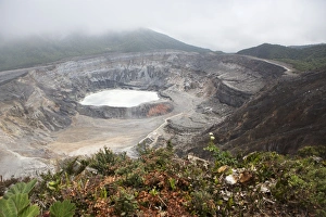 Crater of Poas Volcano in Poas Volcano National Park, in the Cordillera Central mountain