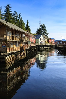 Creek Street, Ketchikan Creek boardwalk, historic red-light district, beautiful sunny