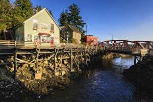 Creek Street, Ketchikan Creek boardwalk, historic red-light district, beautiful sunny