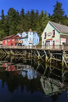 Creek Street, Ketchikan Creek boardwalk reflections, historic red-light district