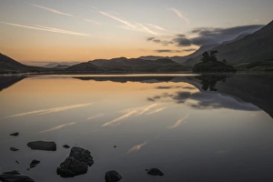 Pink Sky Prints: Creggenan Lake, North Wales, Wales, United Kingdom, Europe