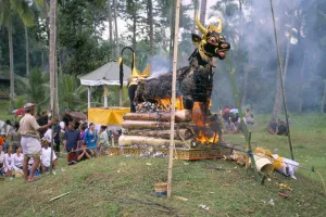 Ceremonies Prints: Cremation at funeral ceremony
