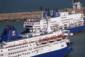 Kent Prints: Cross channel ferries in Dover harbour, Kent, England, United Kingdom, Europe