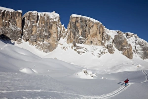 Bolzano Prints: Cross country skiing in the Dolomites, Piz Boe, eastern Alps, Bolzano, South Tyrol