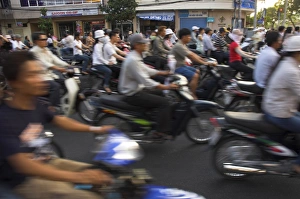Congestion Prints: Crowd of people riding mopeds