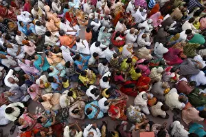 Uttarakhand Prints: Crowd waiting for the aarti ceremony on Har-ki-Pauri ghat in Haridwar, Uttarakhand, India