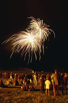 Fire Works Prints: Crowd watching fireworks display, United Kingdom, Europe