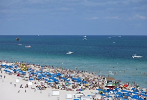 South Beach Prints: Crowded beach, South Beach, Miami Beach, Florida, United States of America, North America