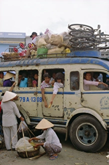 Street Life Prints: Crowded bus with bicycles