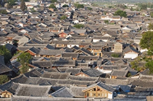 Crowded rooftops in Lijiang Old Town, UNESCO World Heritage Site, Yunnan Province Crowded rooftops in Lijiang Old Town, UNESCO World Heritage Site, Yunnan Province