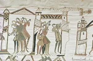 Crowds point to Halleys Comet, February 1066, Bayeux Tapestry, Normandy