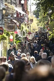 Images Dated 1st October 2006: Crowds walking down street in the Lower town, Old Quebec, Quebec City, Quebec