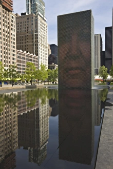 Bill Board Prints: The Crown Fountain, Millennium Park, Chicago, Illinois, United States of America