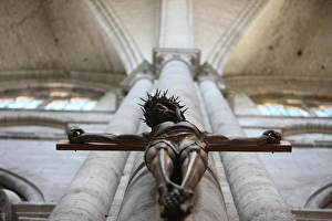 Yonne Prints: Crucifix, St. Stephens Cathedral, Sens, Yonne, Burgundy, France, Europe