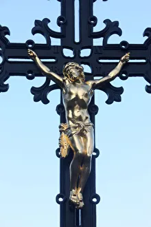 Biblical Prints: Crucifix, Vysehrad Cemetery, Prague, Czech Republic, Europe