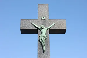 Biblical Prints: Crucifix, Vysehrad Cemetery, Prague, Czech Republic, Europe