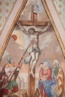 Images Dated 5th August 2011: The Crucifixion, Our Lady of Assumption church, Cordon, Haute-Savoie, France, Europe