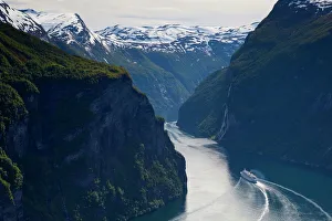 Images Dated 17th June 2009: Cruise Boat on Fjord, Geiranger, Geiranger Fjord, UNESCO World Heritage Site, More og Romsdal