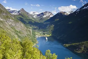 More Og Romsdal Prints: Cruise boat in Geiranger Fjord