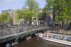 Heren Gracht Prints: Cruise boat, Herengracht, Amsterdam, Netherlands, Europe