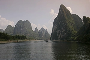 Guilin Prints: Cruise boat on Li River between Guilin and Yangshuo, Guilin, Guangxi Province