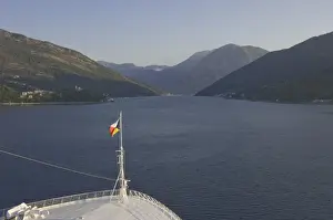 Cruising Prints: A cruise ship begins its early morning navigation of the winding route to Kotor