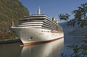 Fjordland Prints: Cruise ship berthed at Flaams, Fjordland, Norway, Scandinavia, Europe