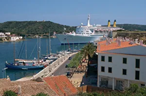 Menorca Prints: Cruise ship entering harbour, Mahon, Minorca, Balearic Islands, Spain, Mediterranean
