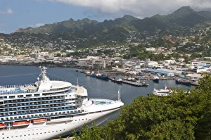 Kingstown Prints: Cruise ship in Kingstown harbour, St. Vincent, St. Vincent and The Grenadines