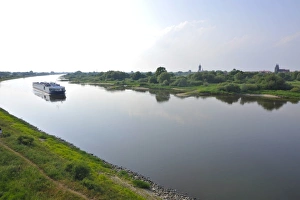 River Elbe Prints: Cruise ship on the River Elbe near Wittenberg, Germany, Europe