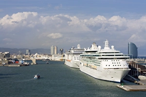Cruise Ships Prints: Cruise ships in Barcelona Port, Barcelona, Catalonia, Spain, Europe