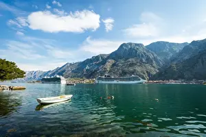 Montenegro Prints: Cruise ships in the Bay of Kotor, UNESCO World Heritage Site, Montenegro, Europe