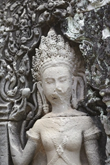 Crumbling Prints: A crumbling carving in stone, Bayon