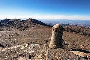 Watchtower Prints: Crumbling military watchtower sits in high Sierra Nevada in Andalusia
